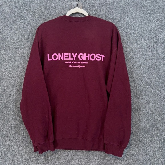 LONELY GHOST Tops - Lonely Ghost Sweatshirt Womens Large Maroon I Love You Say It Back Graphic Crew